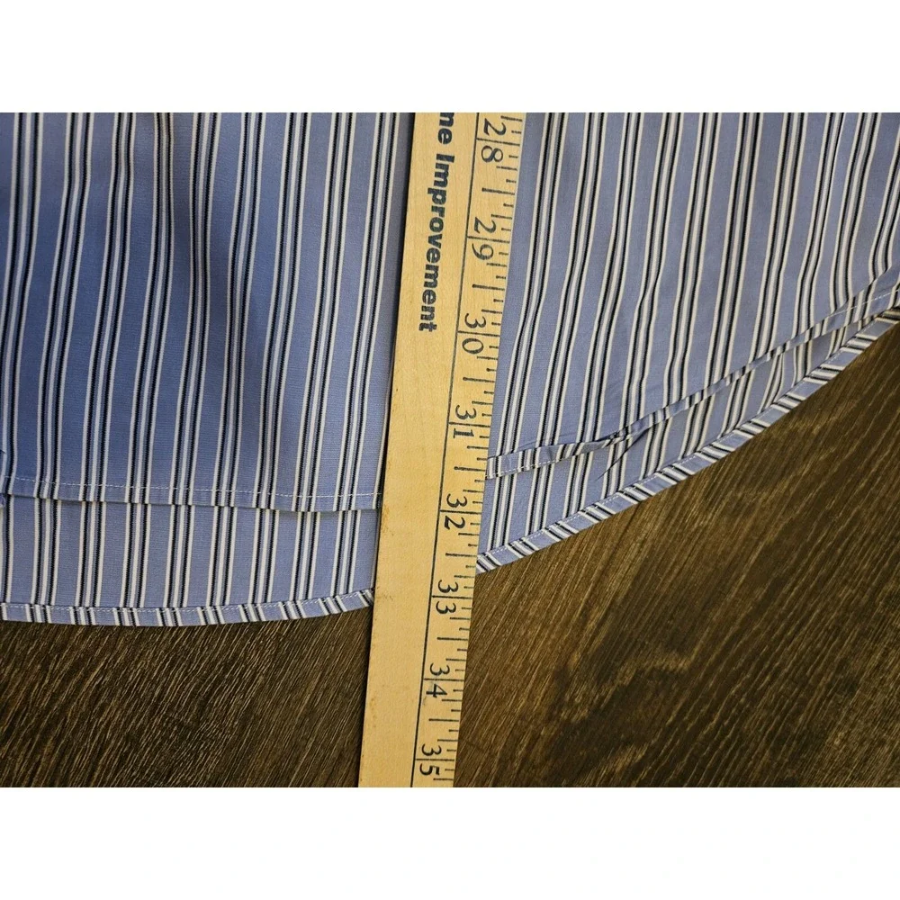 Ralph Lauren Button Down Mens 18 34/35 Blue Striped Classic Fit Cotton Shirt